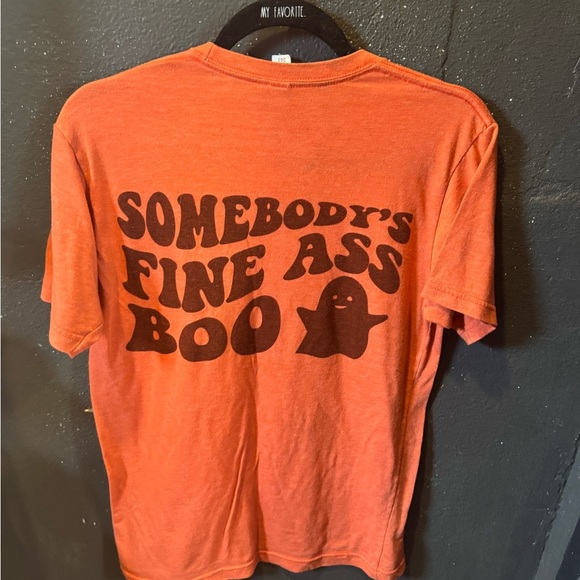 Women’s Tultex Orange Cute Ghost Short Sleeve Shirt Size Medium - Picture 3 of 3